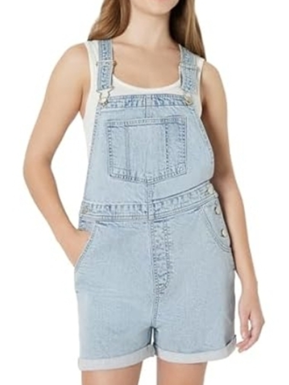Amazon Essentials Womens Denim Short Overalls